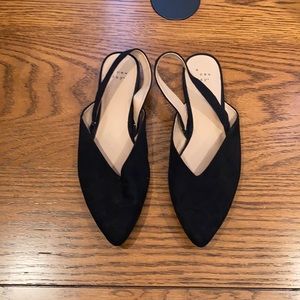 EUC sling back black flats 8W